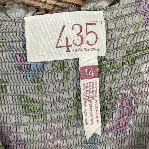 Matilda Jane 435 Ever and Ever Gray Floral Smocked Cold Shoulder Dress Size 14 - Picture 9 of 12